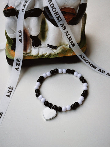 Pulseira Figa e Coração Branco Vovós
